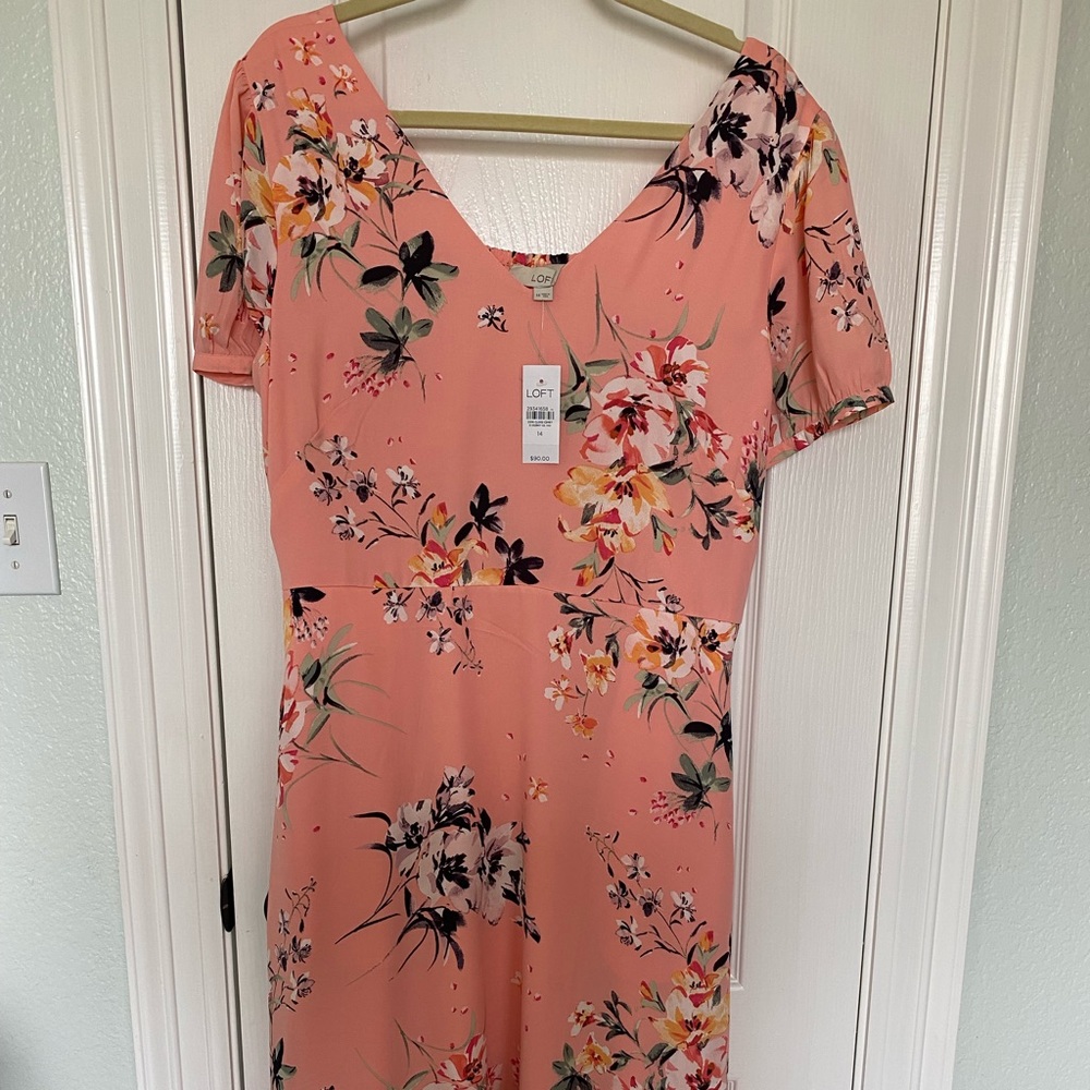 NWT Loft floral midi dress.